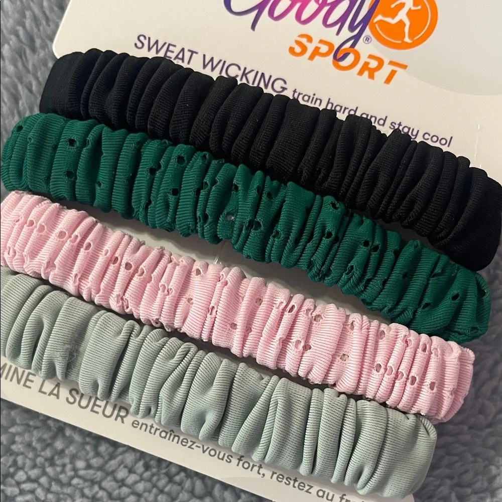 Sport -Sweat Wicking Hair Scrunchies - Black, Green, Pink, Gray